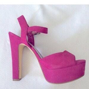 Brash side 6.5 Women's Pink Open-Toe Heels platform.